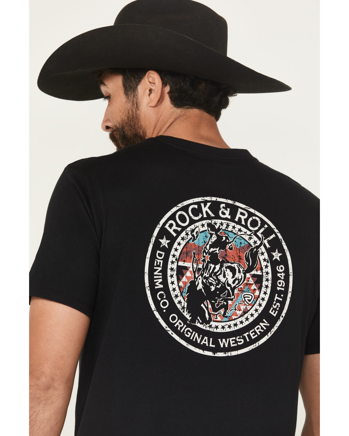 Image #4 - Rock & Roll Denim Men's Bronc Rider Short Sleeve Graphic T-Shirt, Black, hi-res