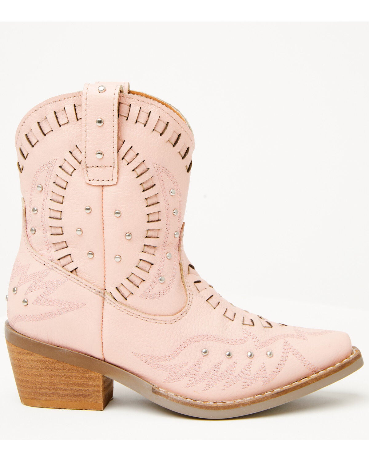 Image #2 - Dingo Girls' Lace Precious Studded Western Boots - Snip Toe, Pink, hi-res