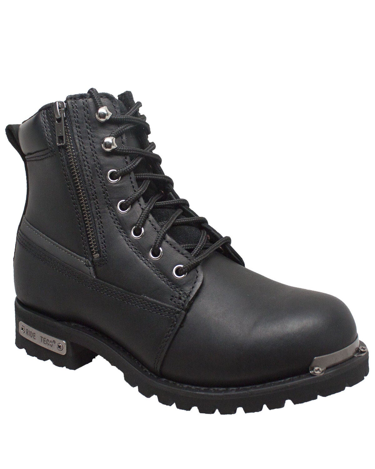 Ad Tec Men's Double Zipper Biker Boots - Soft Toe, Black, hi-res
