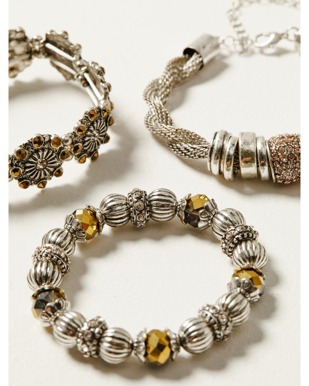 Image #2 - Shyanne Women's Champagne Chateau 3-Piece Silver Stretch Bracelet Set, Silver, hi-res