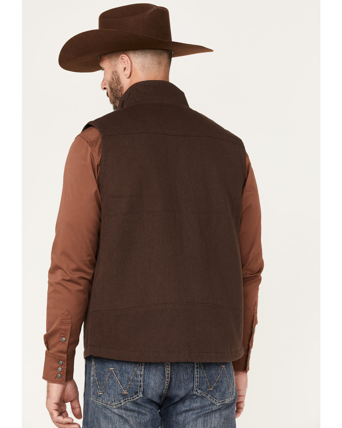 Image #4 - Blue Ranchwear Men's Insulated Duck Zip-Front Vest, Dark Brown, hi-res
