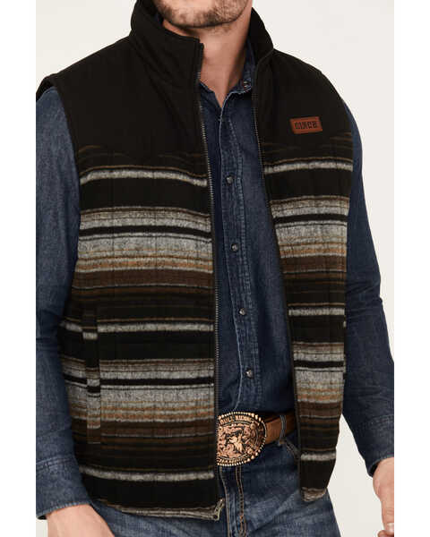 Image #6 - Cinch Men's Canvas Reversible Quilted Striped Zip Vest, Brown, hi-res