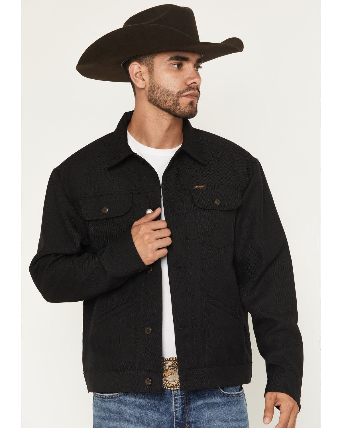 Image #1 - Wrangler Men's Wrancher&reg; Button-Down Jacket, Black, hi-res