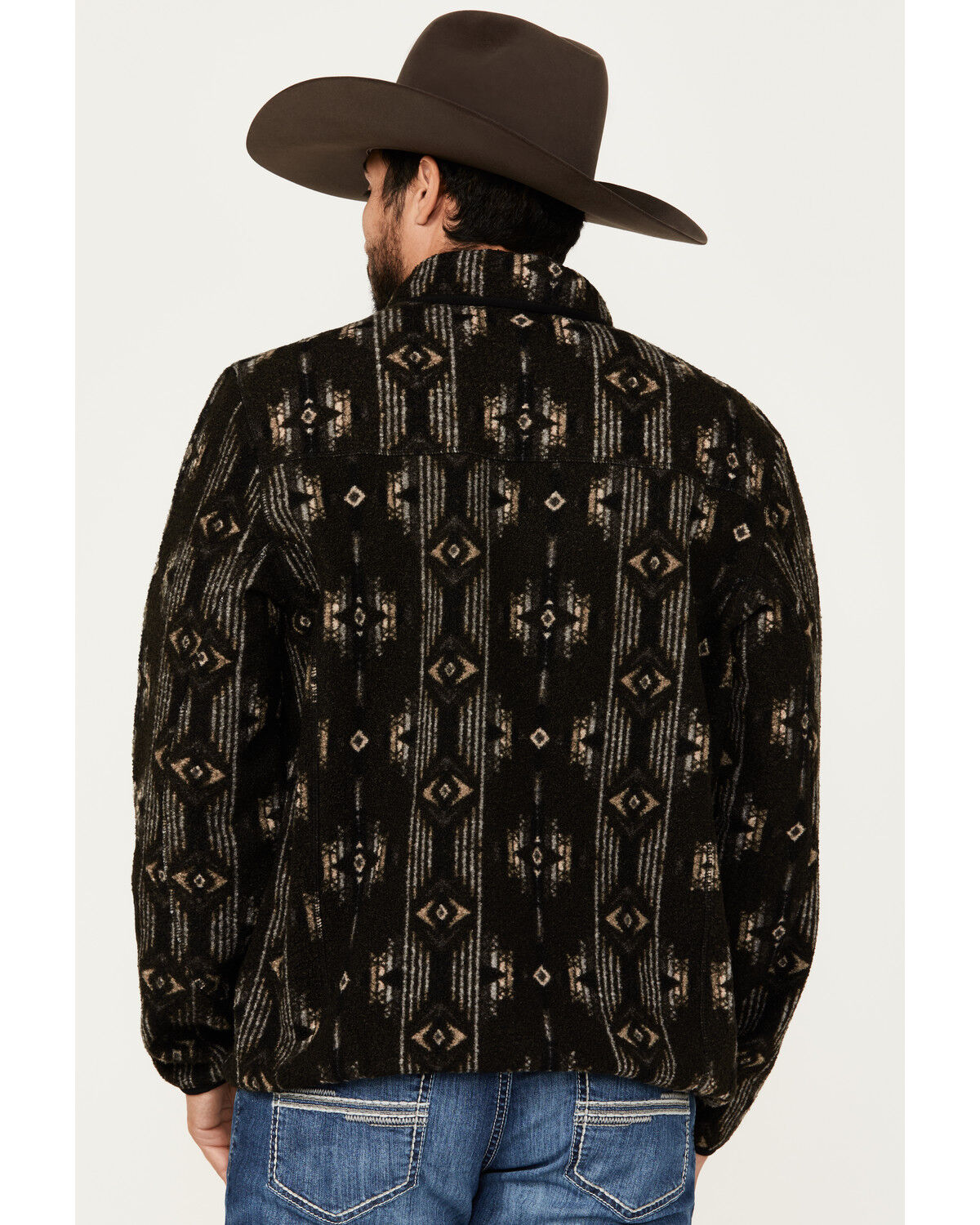 Image #4 - Rock & Roll Denim Men's Southwestern Print Berber Pullover, Charcoal, hi-res