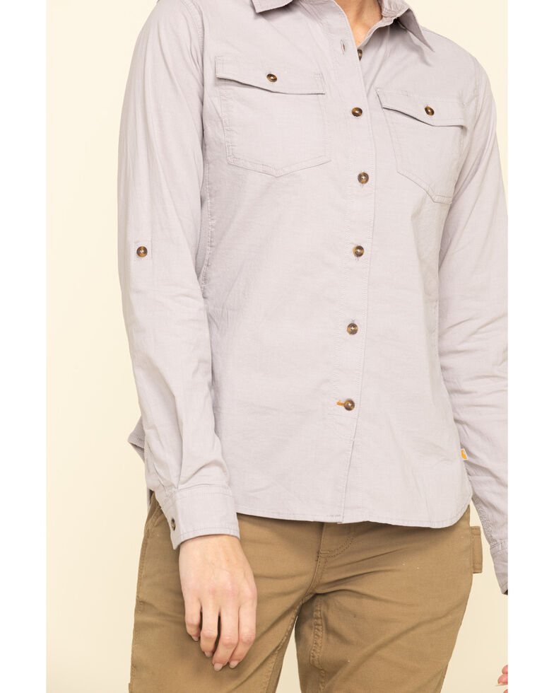Carhartt Women's Grey Rugged Flex Bozeman Work Shirt  , Grey, hi-res