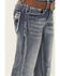 Image #4 - Grace in LA Girls' Medium Wash Floral Embroidered Bootcut Stretch Denim Jeans, Blue, hi-res