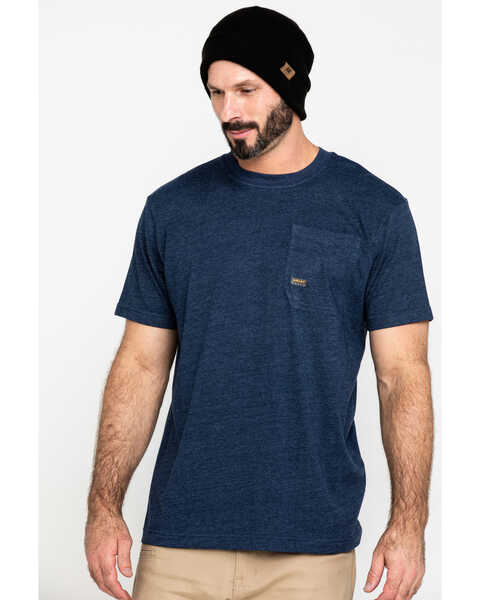 Image #1 - Ariat Men's Rebar Cotton Strong American Grit Work T-Shirt , Navy, hi-res