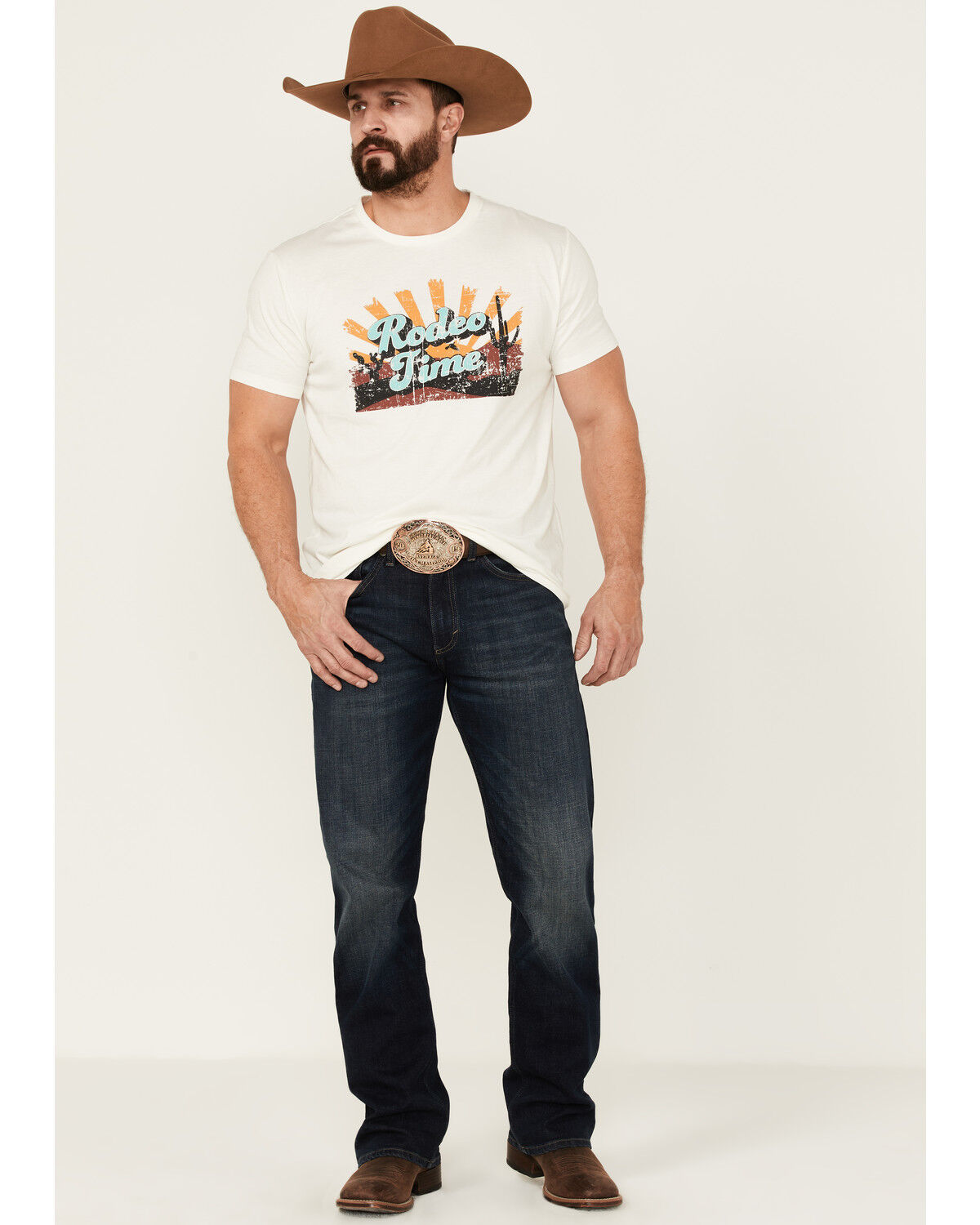 Image #2 - Dale Brisby Men's Rodeo Graphic Off-White Short Sleeve T-Shirt, Cream, hi-res