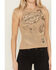 Image #3 - Shyanne Women's Rhinestone Icon Rib Knit Graphic Tank, Khaki, hi-res