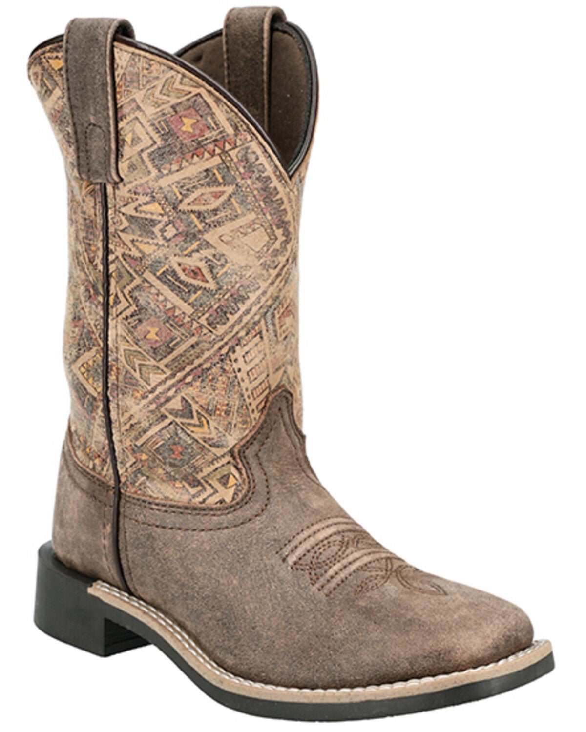 Smoky Mountains Boys' Oasis Western Boots - Broad Square Toe, Chocolate, hi-res