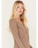 Image #2 - Cleo + Wolf Women's Long Sleeve Henley Top, Taupe, hi-res