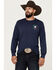 Image #2 - Cowboy Hardware Men's Viva Mexico Steer Head Long Sleeve Graphic Shirt , Navy, hi-res