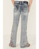 Image #3 - Grace in LA Girls' Light Wash Floral Embroidered Flare Denim Jeans, Medium Wash, hi-res