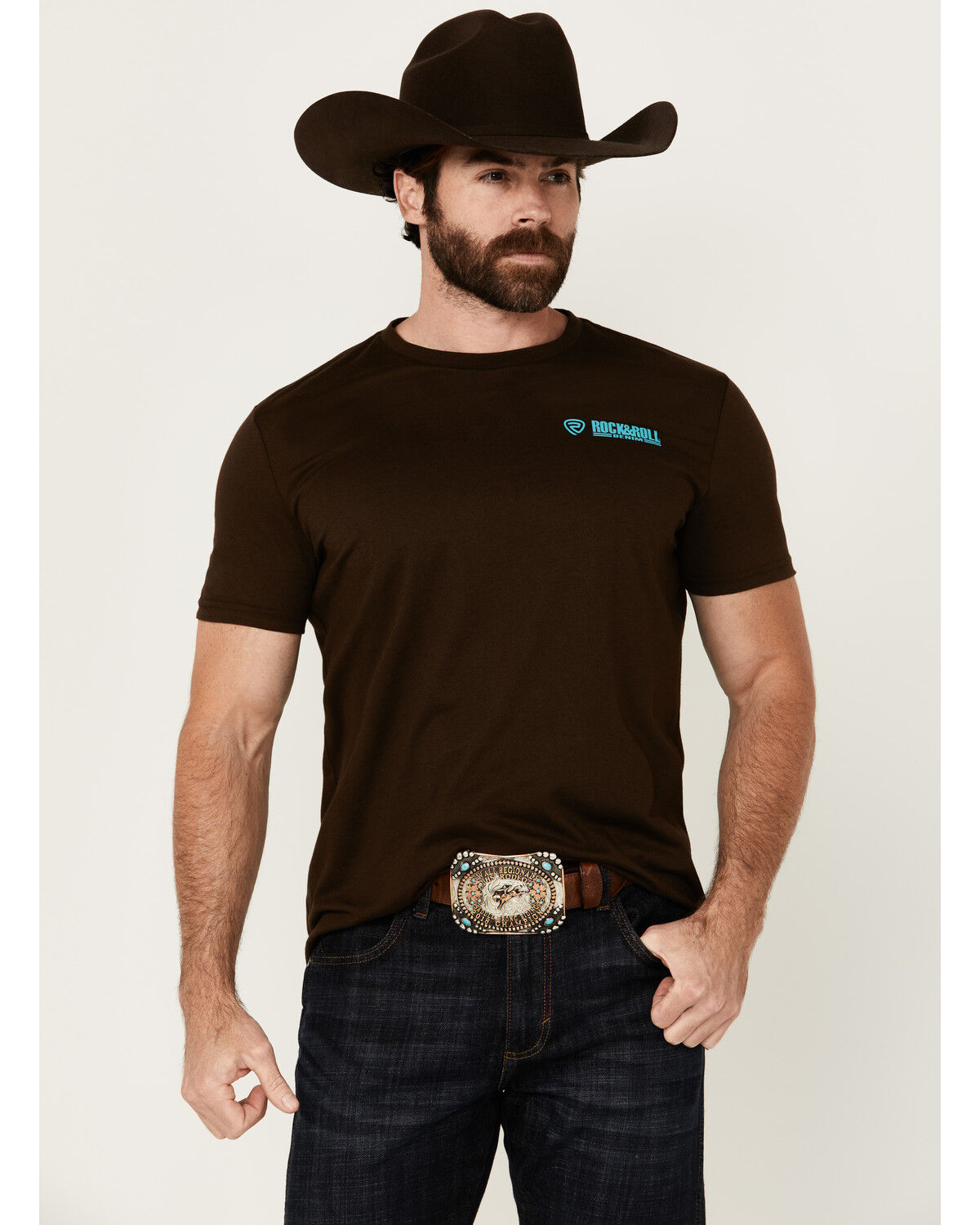 Image #3 - Rock & Roll Denim Men's Southwestern Circle Logo Short Sleeve Graphic T-Shirt, Dark Brown, hi-res
