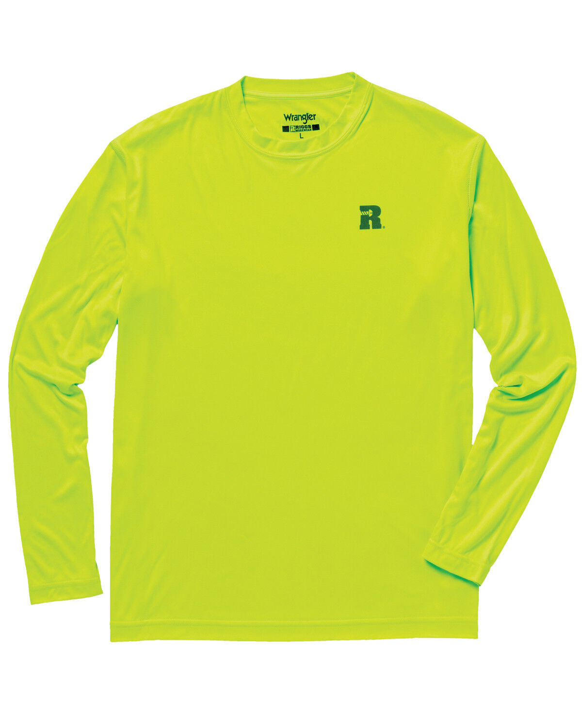 Image #1 - Wrangler Men's Riggs Crew Performance Long Sleeve Work T-Shirt, Bright Green, hi-res