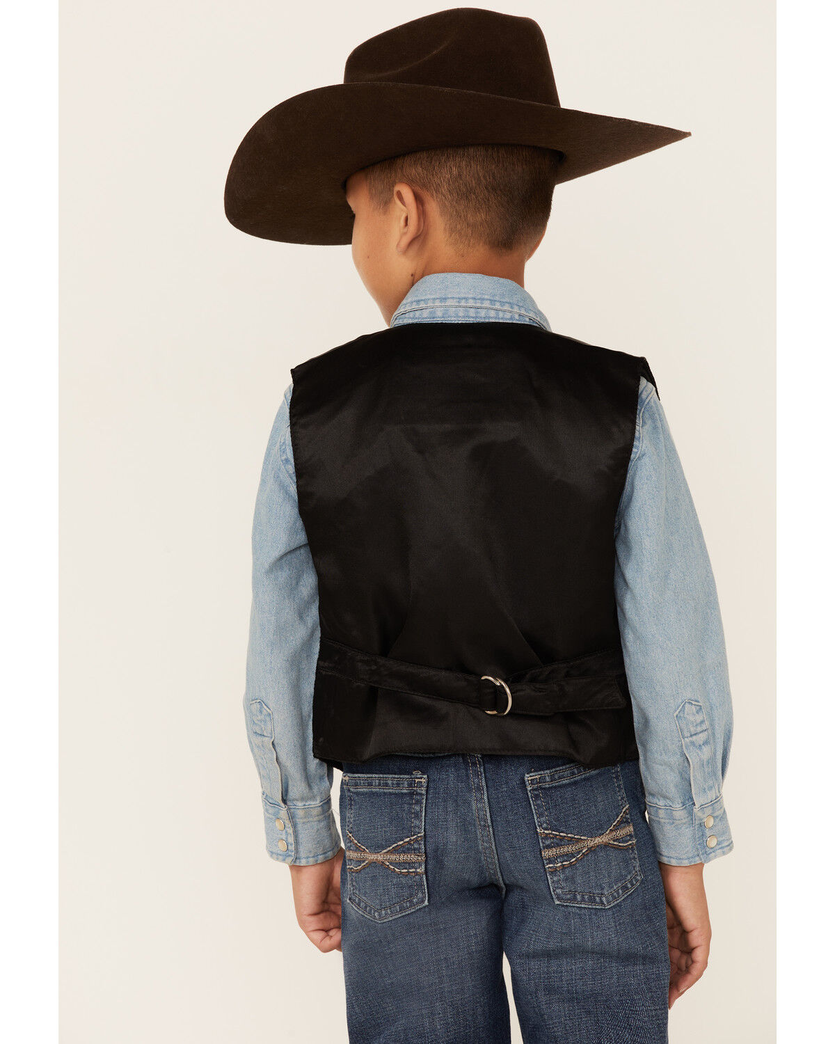 Image #3 - Scully Boys' Boar Suede Vest, Black, hi-res