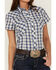 Roper Women's Plaid Print Short Sleeve Western Snap Shirt, Blue, hi-res