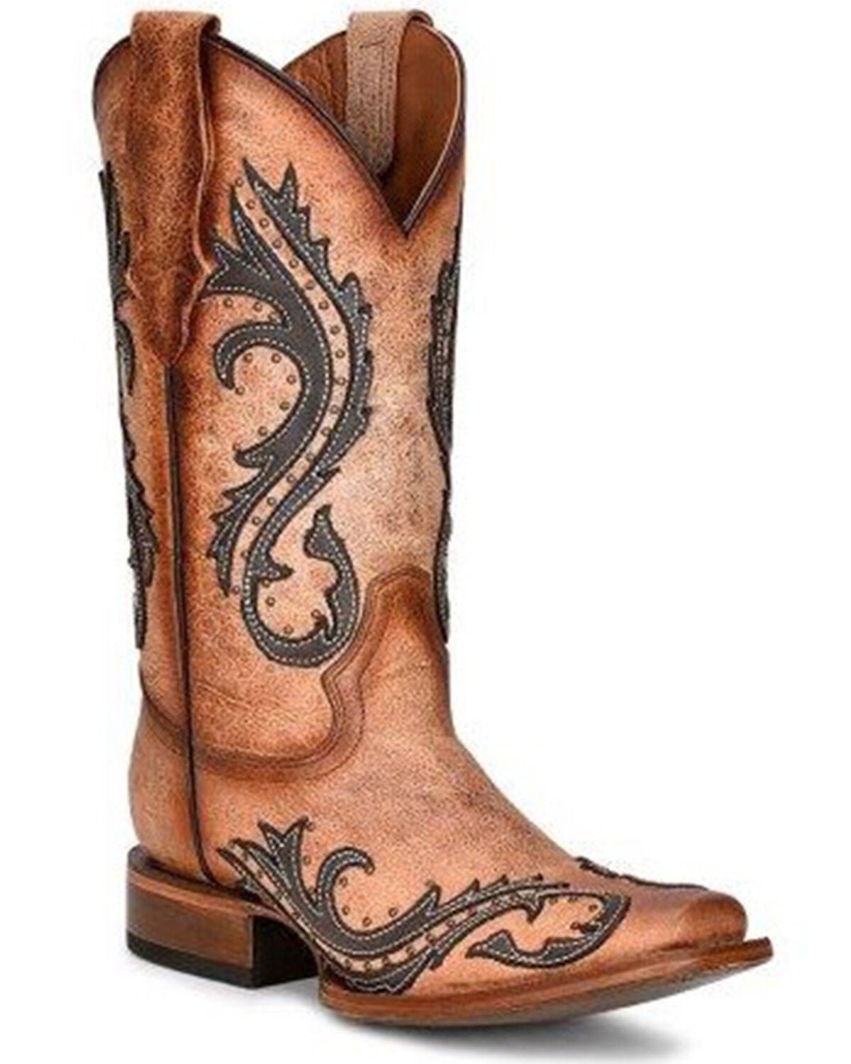 Circle G Women's Burnout Contrast Stitch Tall Western Boots - Snip Toe, Grey, hi-res