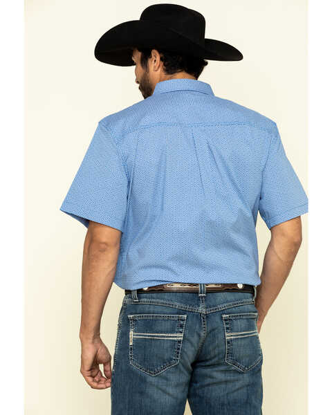 Cody James Core Men's Lone Star Geo Print Short Sleeve Western Shirt , Royal Blue, hi-res