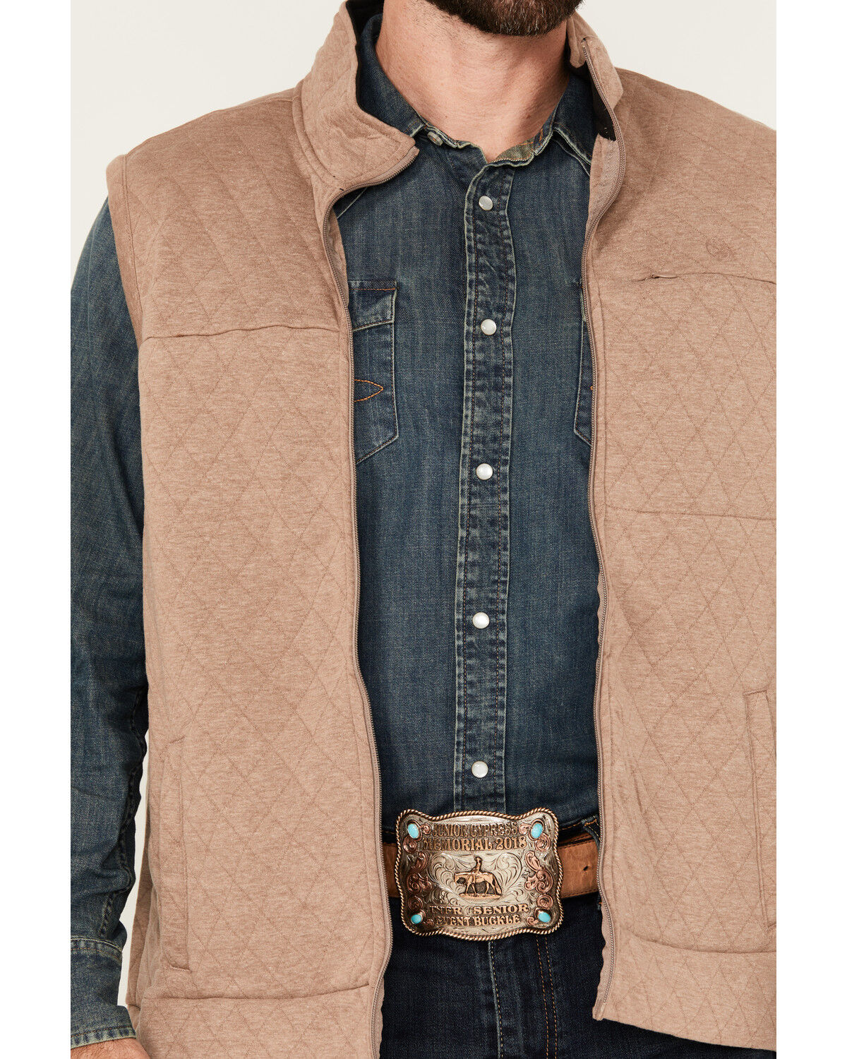 Image #3 - George Strait by Wrangler Men's Knit Vest, Taupe, hi-res