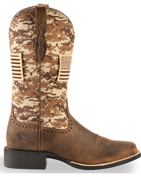 Image #2 - Ariat Women's Round Up Patriot Western Performance Boots - Broad Square Toe, Brown, hi-res