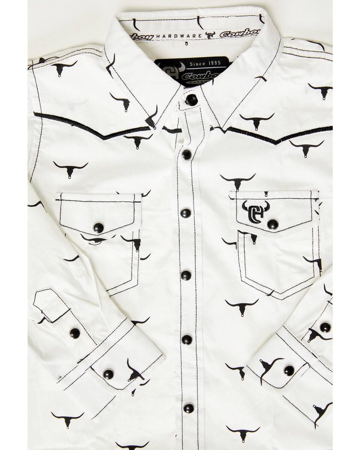 Image #3 - Cowboy Hardware Toddler Boys' Skull Scatter Long Sleeve Snap Stretch Western Shirt, White, hi-res
