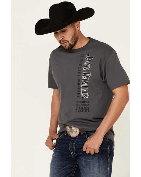 Image #3 - Jack Daniel's Men's Vertical Logo Graphic Short Sleeve T-Shirt , Charcoal, hi-res