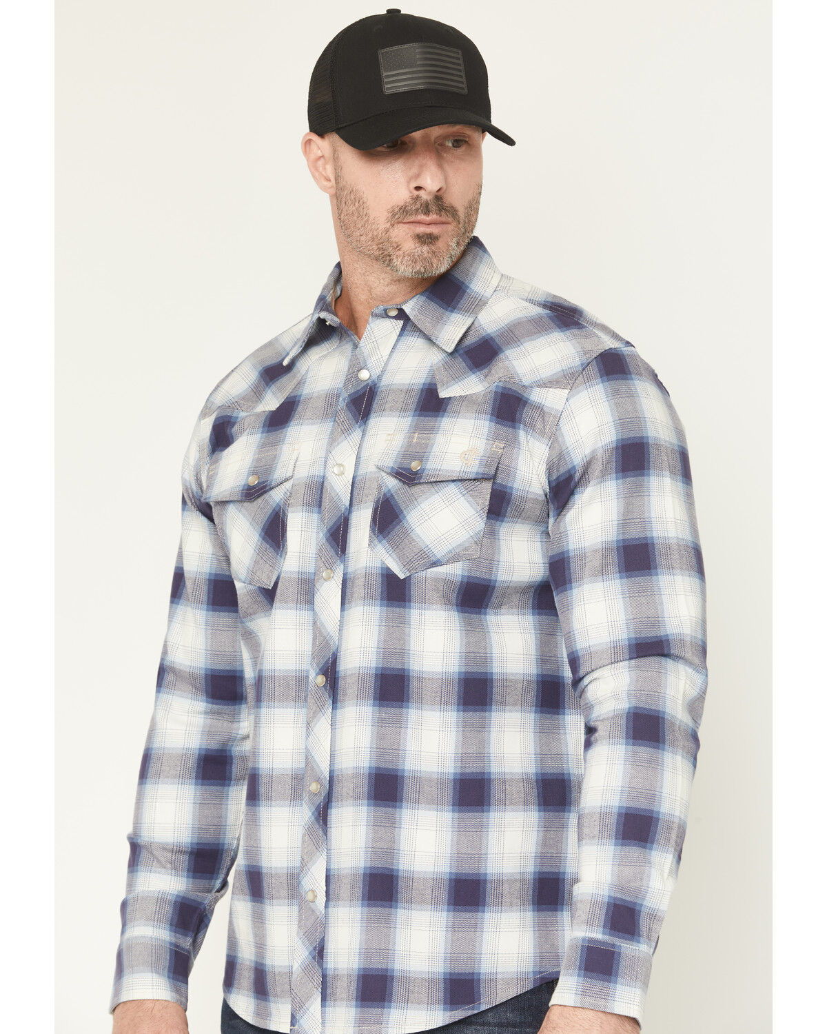 Image #2 - Cody James Men's FR Tex Plaid Print Long Sleeve Snap Work Shirt, Tan, hi-res