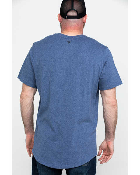 Hawx Men's Pocket Henley Short Sleeve Work T-Shirt - Tall , Heather Blue, hi-res