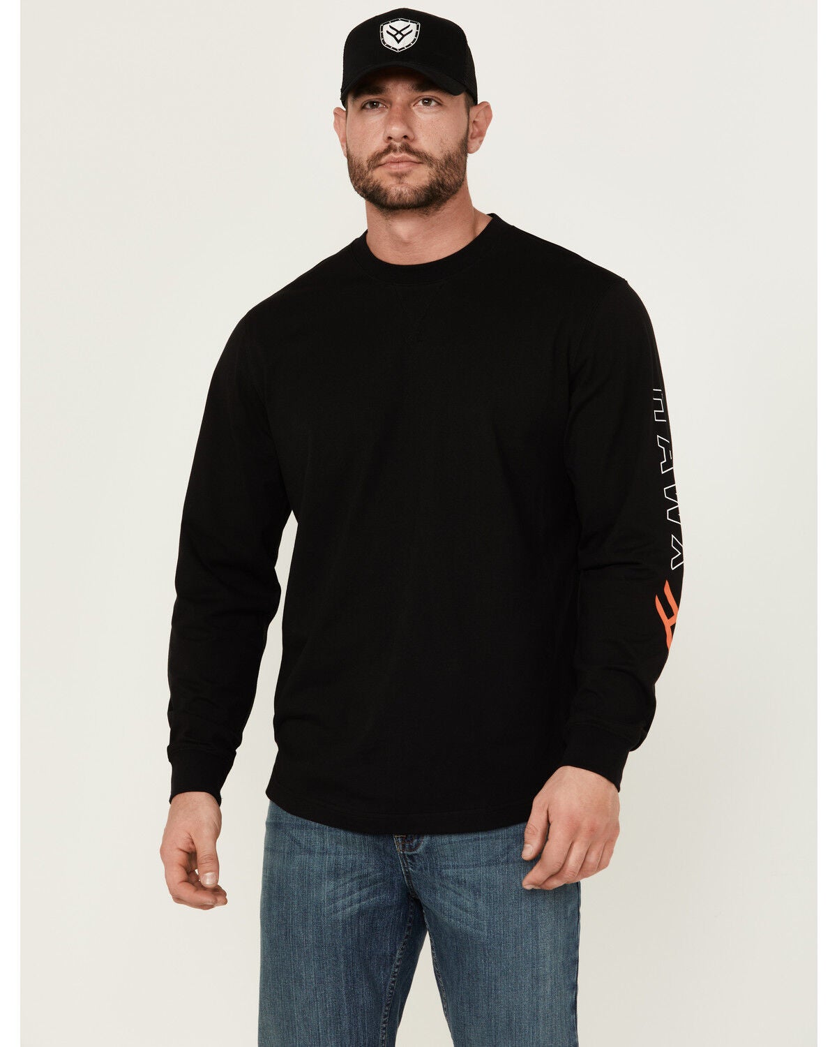 Hawx Men's Logo Long Sleeve Knit Work T-Shirt - Tall, Black, hi-res