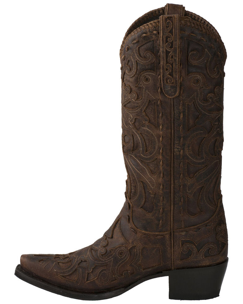 Lane Women's Robin Cognac Whipstitch Inlay Cowgirl Boots - Snip Toe, Cognac, hi-res