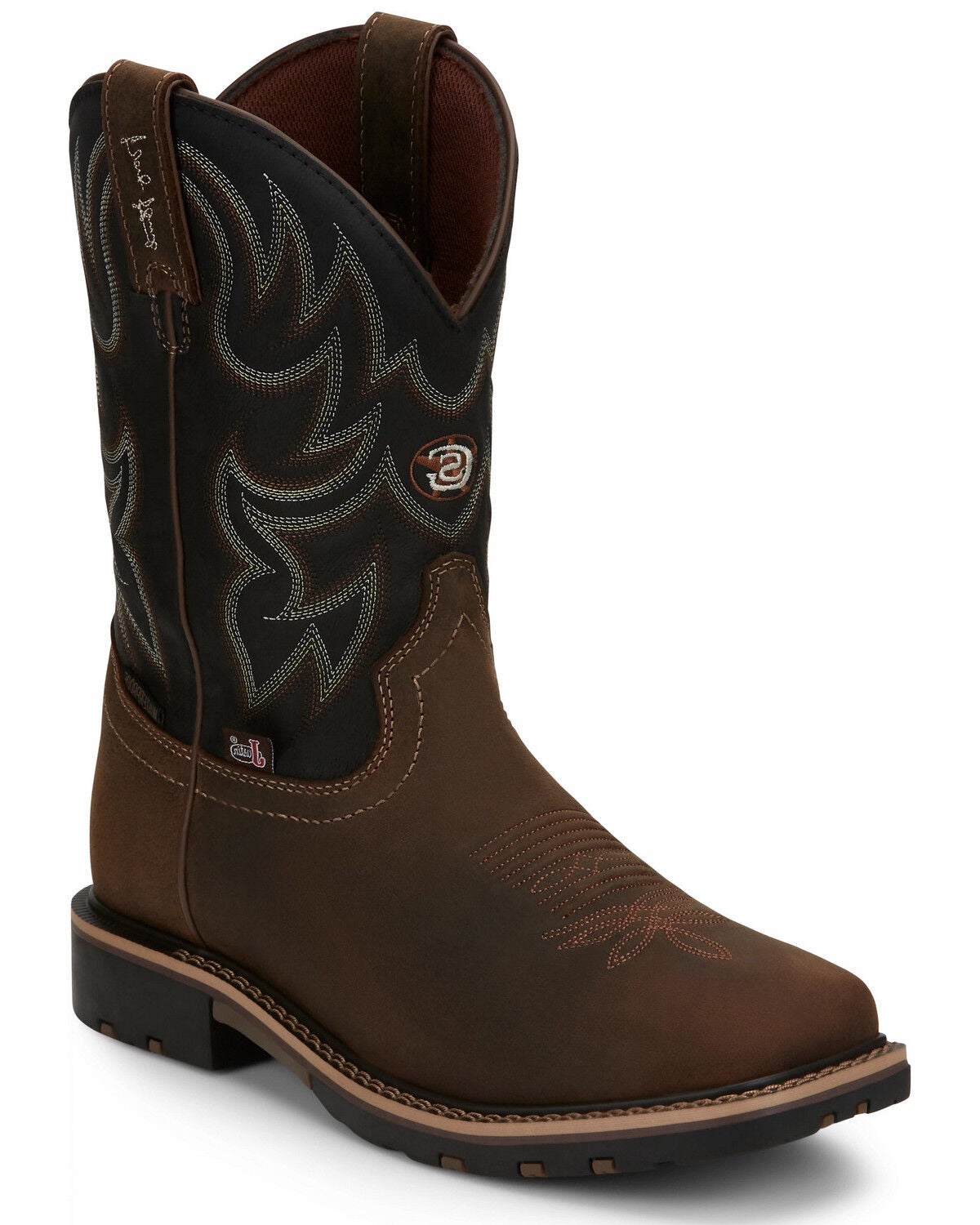 Justin Men's Fireman Black Performance Western Boots - Square Toe, Tan, hi-res