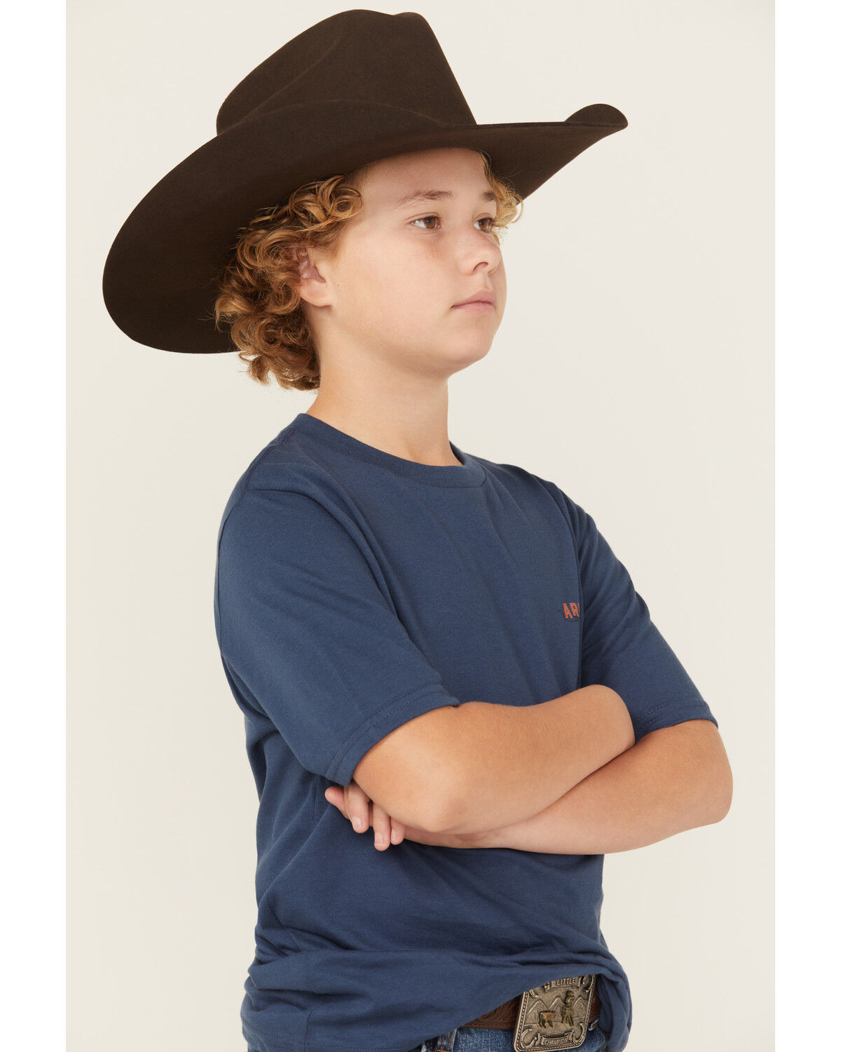 Image #3 - Ariat Boys' Ranch Logo Short Sleeve Graphic T-Shirt, Navy, hi-res
