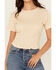 Image #3 - Cleo + Wolf Women's Shirred Short Sleeve Shirt, Oatmeal, hi-res