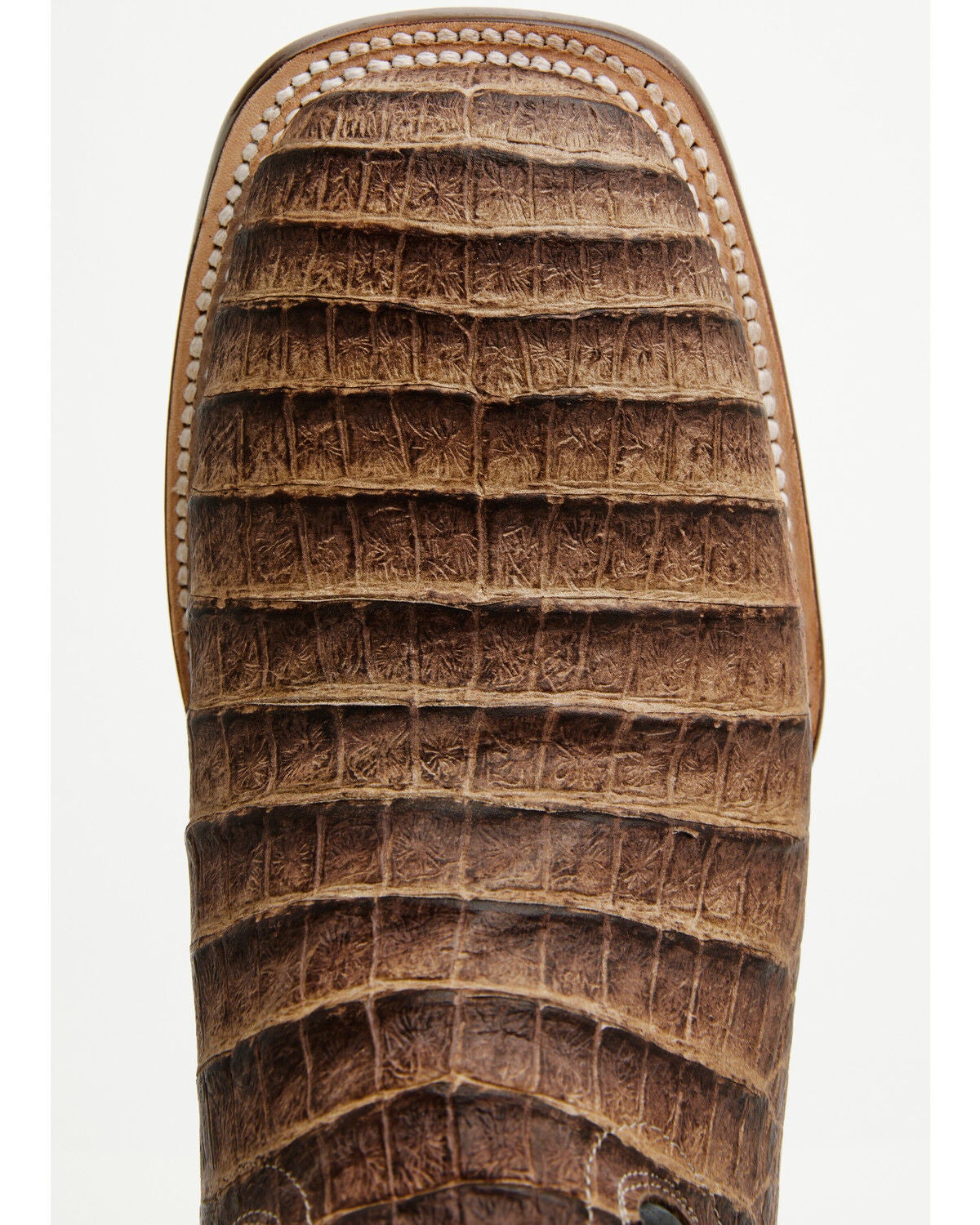 Image #6 - Tanner Mark Men's Exotic Caiman Print Western Boots - Broad Square Toe, Brown, hi-res