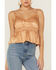 Image #2 - Shyanne Women's Smocked Empire Beige Satin Cami, Beige/khaki, hi-res
