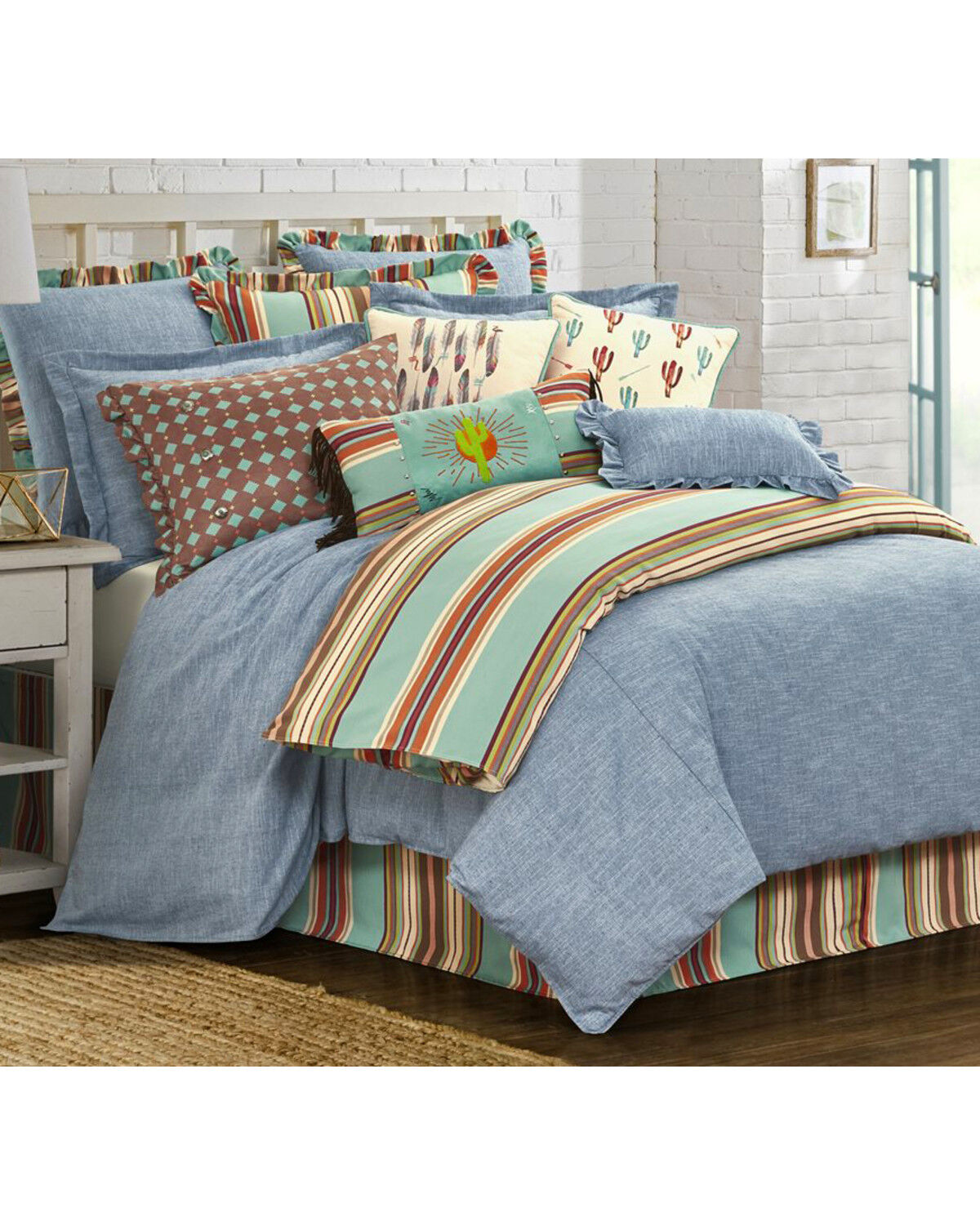 Image #1 - HiEnd Accents Chambray 3-Piece Comforter Set - Super King, Light Blue, hi-res