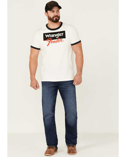 Image #2 - Wrangler X Fender Men's Logo Graphic Ringer T-Shirt , White, hi-res