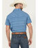 Image #4 - Panhandle Men's Southwestern Print Short Sleeve Snap Performance Western Shirt, Blue, hi-res