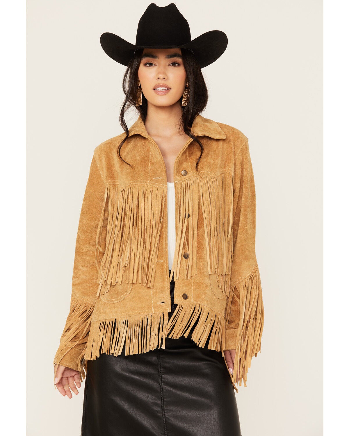 STS Ranchwear by Carroll Women's Suede Fringe Elsa Jacket, Camel, hi-res