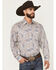 Image #1 - Stetson Men's Medallion Print Long Sleeve Snap Western Shirt, Blue, hi-res