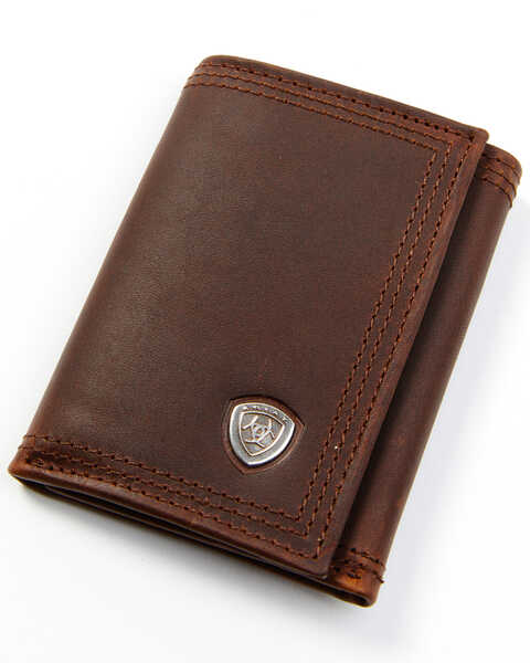 Image #1 - Ariat Men's Logo Concho Tri-fold Wallet, Sunshine, hi-res