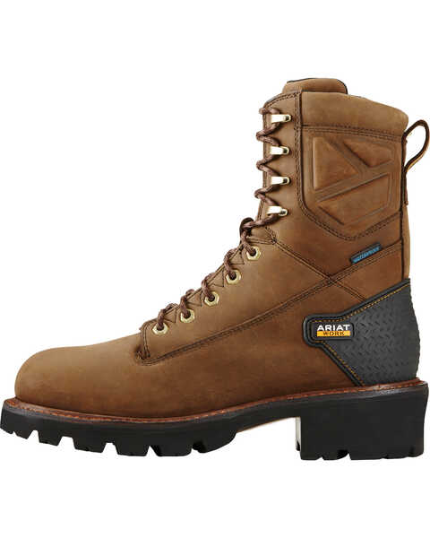 Image #7 - Ariat Men's Powerline H2O Work Boots - Soft Toe, Brown, hi-res