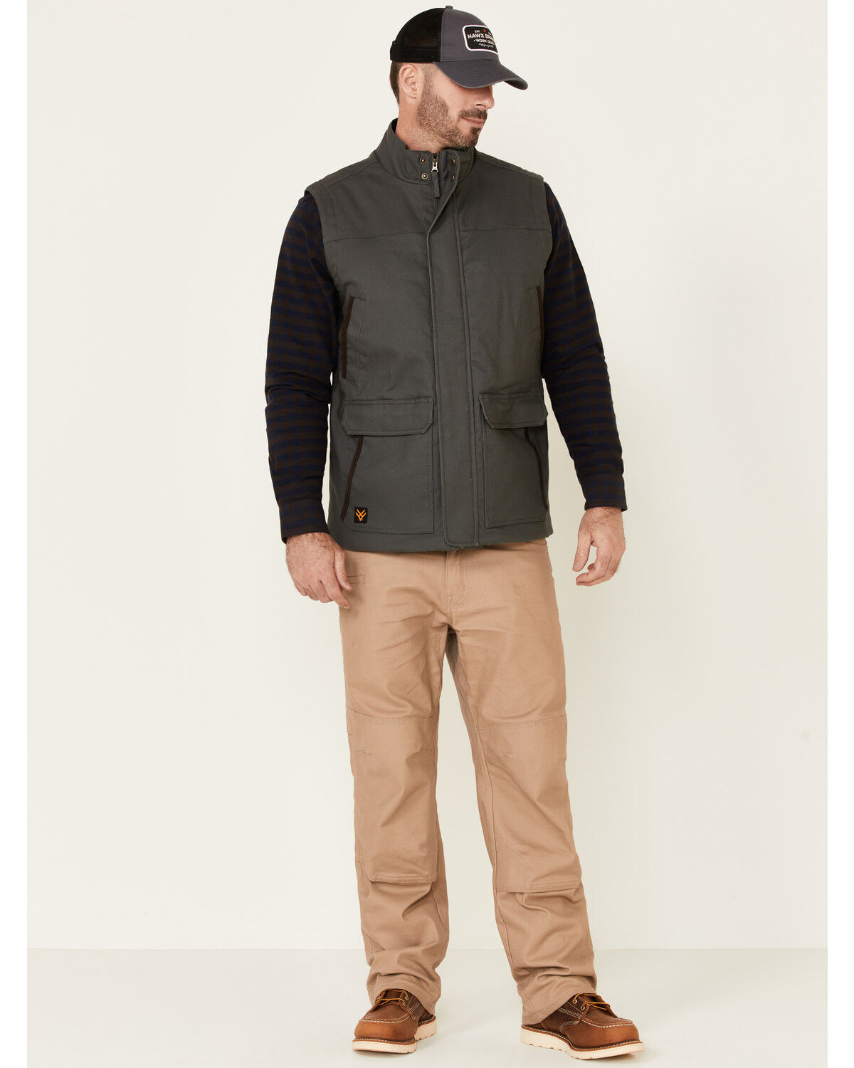 Image #2 - Hawx Men's Dark Gray Tejon Insulated Stretch Zip-Front Work Vest, Dark Grey, hi-res