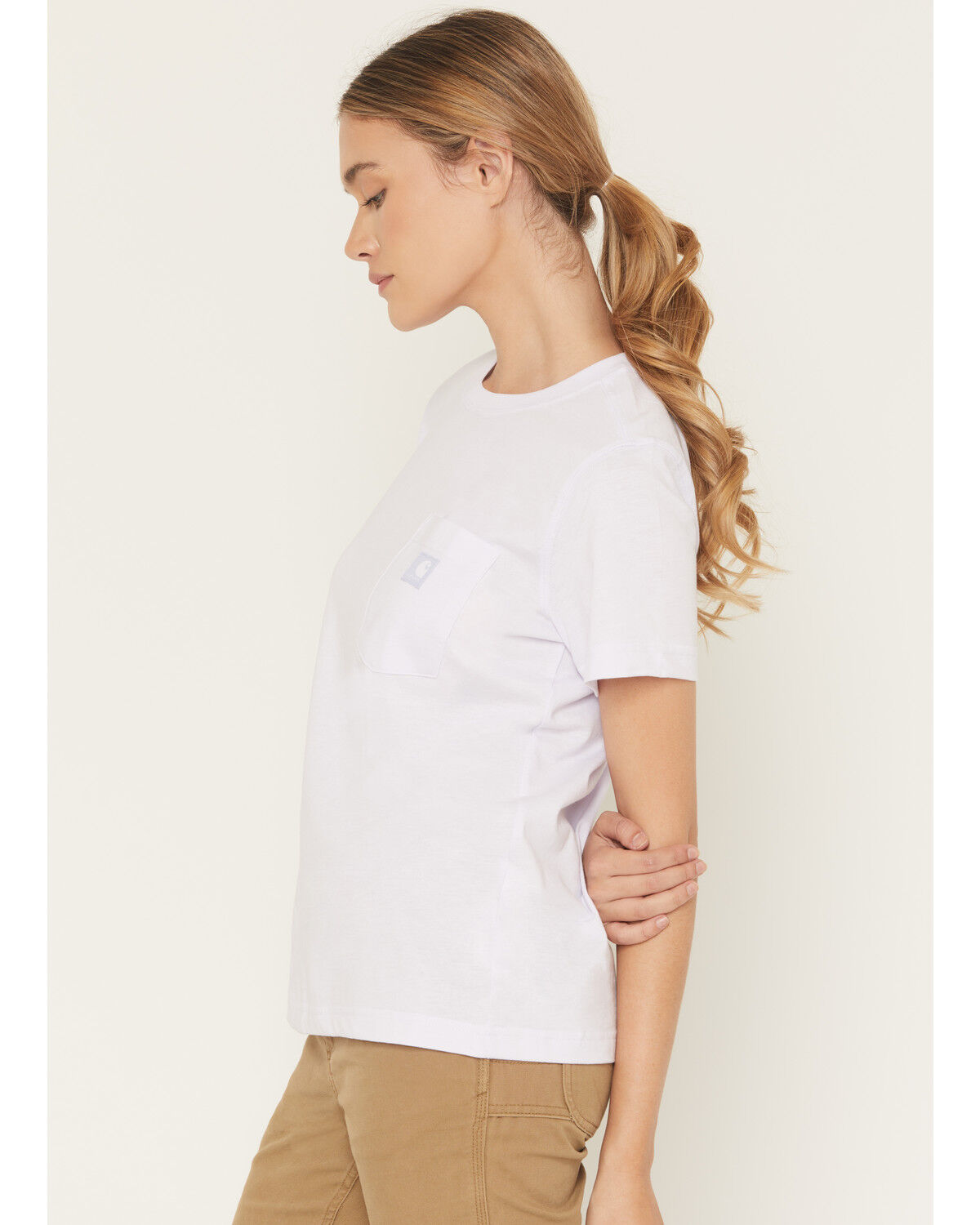 Image #2 - Carhartt Women's Relaxed Fit Lightweight Short Sleeve Pocket Tee, Lavender, hi-res