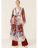 Image #1 - LaBiz Women's Navy & Burgundy Floral Long Kimono, Navy, hi-res