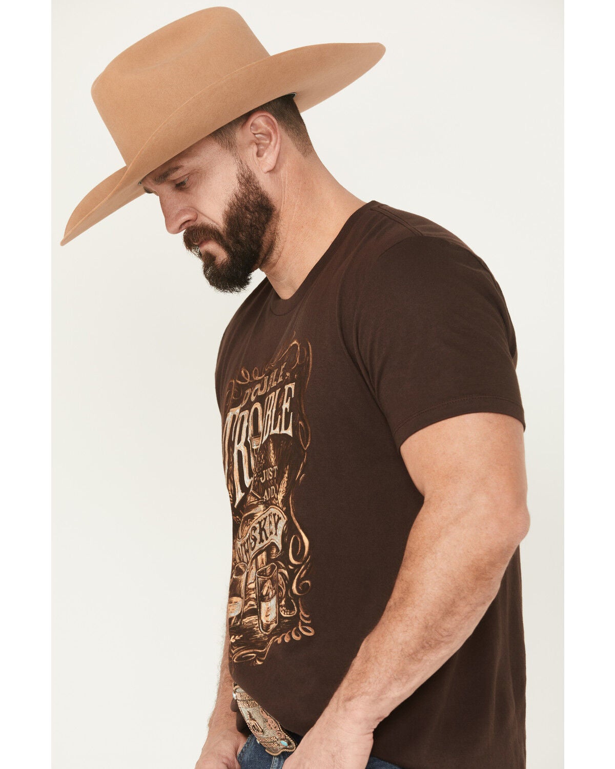 Image #2 - Cody James Men's Double Trouble Whiskey Short Sleeve Graphic T-Shirt, Dark Brown, hi-res