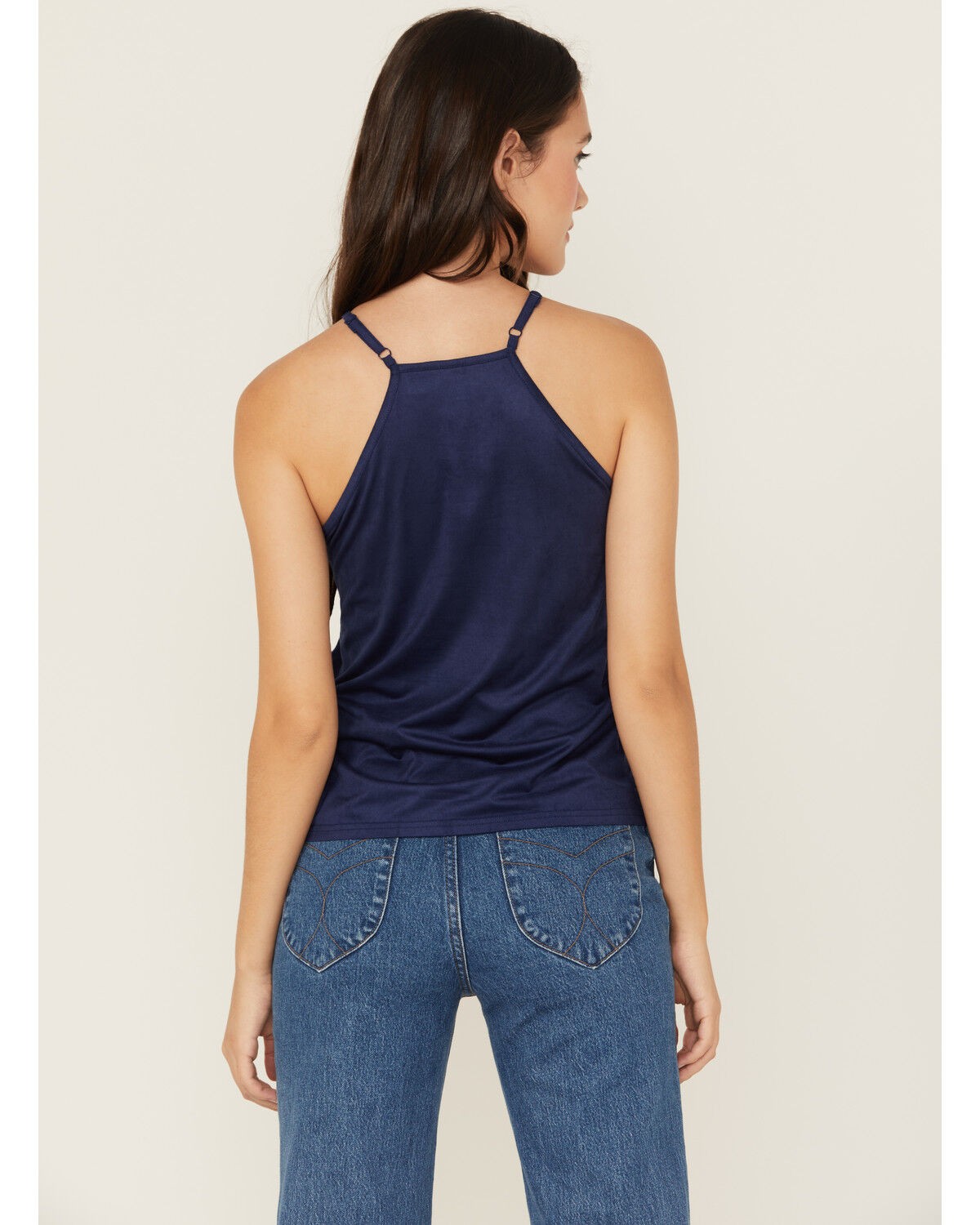 Image #4 - Shyanne Women's Faux Suede Halter Tank, Blue, hi-res