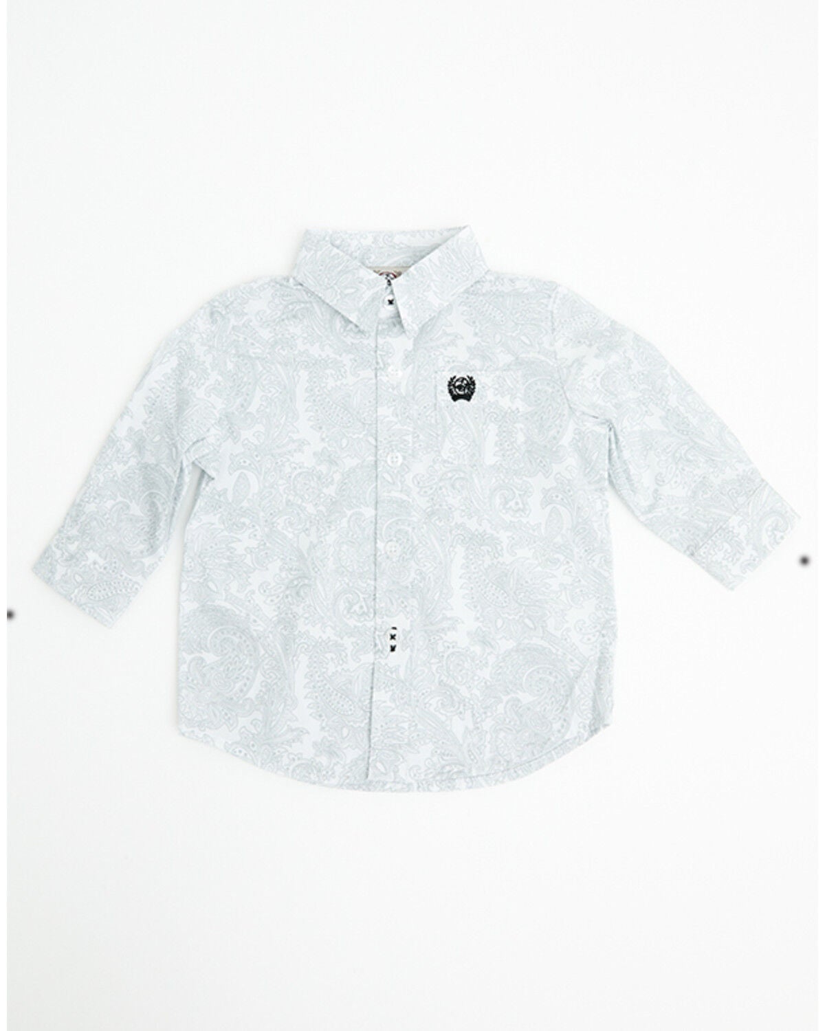 Cinch Infant Boys' Paisley Print Long Sleeve Button-Down Western Shirt, White, hi-res