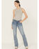 Image #3 - Miss Me Women's Medium Wash Mid Rise Bootcut Stretch Denim Jeans, Medium Wash, hi-res